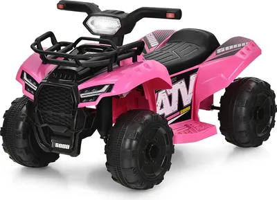Zdjęcie produktu dla Elektryczny quad dziecięcy COSTWAY 6V ze schowkiem, mini quad elektryczny z muzyką, klaksonem i reflektorem LED, quad dziecięcy 2 km/h, dla dzieci od 18 miesięcy (różowy)
