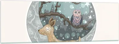 Produktbild von Bilder auf glas - Tiere Nacht Mond Eule - 160x50cm - Glasbilder - Wandbilder - Kunstdruck - zum Aufhängen bereit - Wanddekoration aus Glas - Glas Bilder - Wandbild auf Glas - GAB160x50-2853