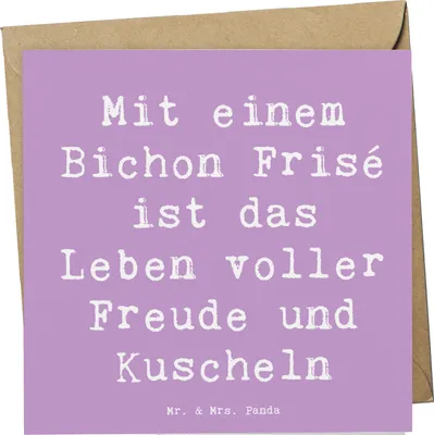 Produktbild von Mr. & Mrs. Panda Grußkarte Spruch Bichon Frisé Freude - Lavendeltraum - Geschenk, faltkarte, Glückwunschkarte, Hunderasse, anlasskarte, Hunde, Hund, Klappkarte, Kuscheln