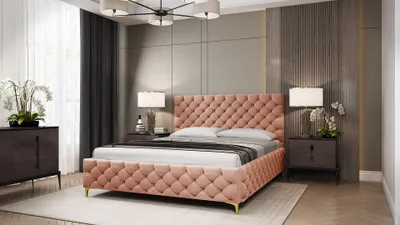 Produktbild von Adidar Katharina Polsterbett 200 x 200 cm - Metallrahmen mit hydraulischen Liften Doppelbett – Rosa Amor Velvet 4328 mit Lieferung nach Hause