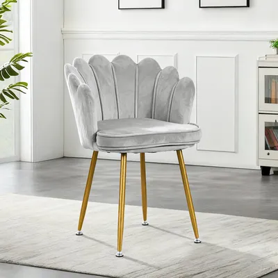 Produktbild von Loungesessel Sessel Weicher Samt Armlehnstuhl Relaxsessel Polsterstuhl Metallbeine, verstellbare Füße, Sessel für Wohn- und Schlafzimmer, 74*60CM Grau