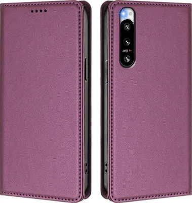 Obrázek produktu pro Kožené pouzdro pro Sony Xperia 5 IV, magnetické flipové pouzdro zPolyuretankůže se stojánkem Fialová