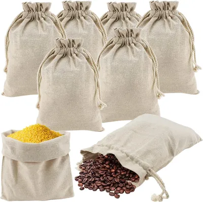 Produktbild von Baumwollsäckchen 20 x 30 cm Jutesäckchen Stoffbeutel mit Kordelzug 8 Stück Leinensäckchen zum Befüllen Geschenksäckchen für Kosmetik Schmuck Geschenk Hochzeiten und Party