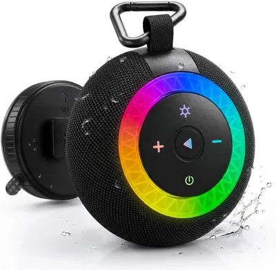 Obrázok produktu pre Prenosný Bluetooth reproduktor – reproduktor na hudbu – prepočúvanie hudby – vodotesný (IPX7) – 24 hodín výdrže batérie – čierna farba