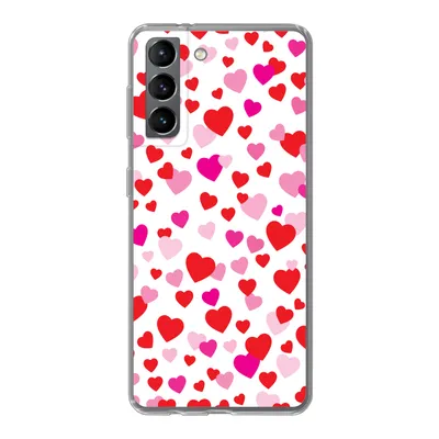 Produktbild von MuchoWow® Handyhülle Schutzhülle Hülle für Samsung Galaxy S21 Eine Illustration mit bunten Herzen Silikon Softcase Handy Hülle - Softcase