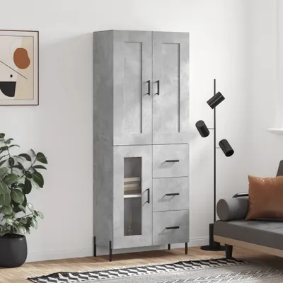 Produktbild von vidaXL Highboard Betongrau 69,5x34x180 cm Holzwerkstoff