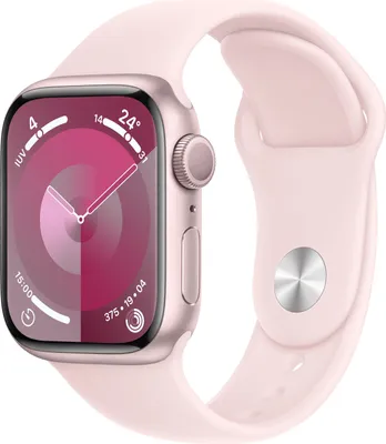 Produktbild von APPLE Watch Series 9 GPS 41mm růžové hliníkové pouzdro se světle růžovým sportovním řemínkem - S/M