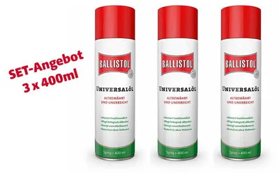 Immagine prodotto di Set Ballistol 3 x olio spray universale, 400 ml 21810 (3 bombolette da 400 ml ciascuna)