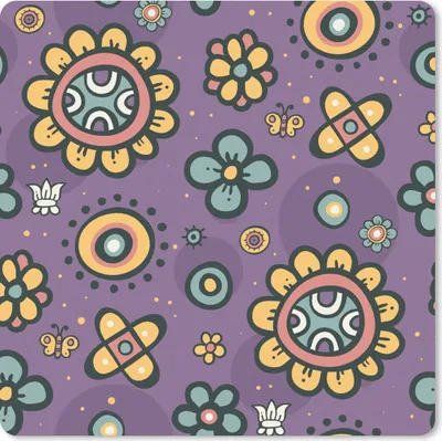 Produktbild von MuchoWow® Mauspad Mousepad Mädchen - Schmetterling - Pflanzen - Muster - Mädchen - Kinder - Kinder 20x20 cm - Mousepads - Maus Mat - Pad - Mausunterlage - Desk Mat - Bureauartikeln