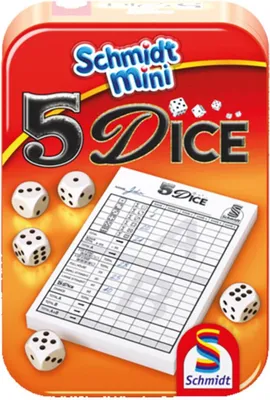Produktbild von 999 Games Würfelspiel, 5 Würfel in Dose, 10 x 7 cm, für 2-8 Spieler ab 8 Jahren