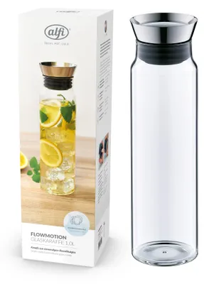 Glaskaraffe 1 l, Borosilikatglas, 360° Ausgießen, spülmaschinengeeignet