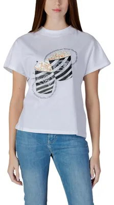 Image de T-shirt Guess SS CN POPCORN pour femme, blanc : Taille - S Taille : S