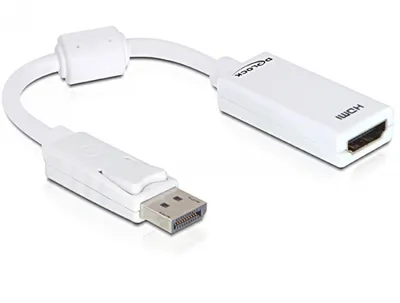 Obrázok produktu pre DeLOCK 61767, 0,125 m, DisplayPort, Typ HDMI (štandard), Samec, Samica, Biela