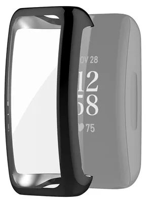 Produktbild von subtel 2in1 Schutzhülle + Displayschutz für FitBit Inspire 2 Hardcase + Display Schutzglas - Gehäuse, Rahmen, Touch Bildschirm Schutz Hülle + Displayglas Protector Transparent / schwarz