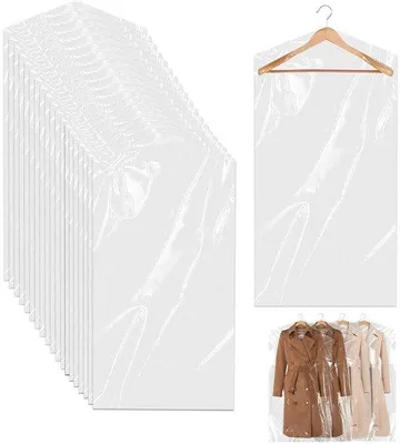 Image de Ibenzoa® : Lot de 20 housses de protection transparentes pour vêtements, dimensions 60 x 90 cm, en plastique PE. Protège les vestes, les robes et les chemises contre la poussière, la saleté et les odeurs