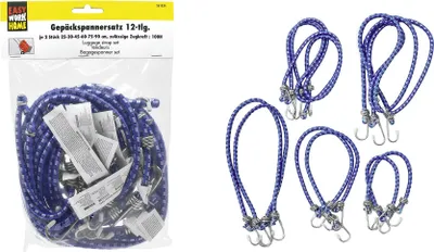 Image de EASYWORK 261834, Jeu de tendeurs à bagages 12 pcs. 2 pièces de 25, 30, 45,