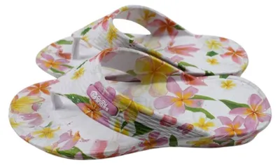 Produktbild von Damen Zehentrenner Blumen » günstige Damenschuhe » Badesandalen mit Blumenmuster » Sommer Garten Schuhe » Badelatschen: Motiv 2 / 41 Motiv: Motiv 2 Schuhgröße: 41