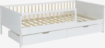 Produktbild von sweeek - Kinderbett 90 x 190 cm aus Kiefernholz mit Lattenrost und Schubladen - Weiß