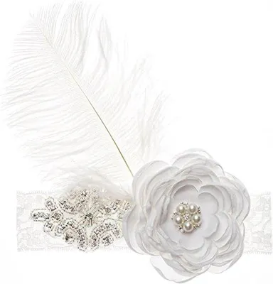 Produktbild von Baby-Haartasche Premium - Weiß mit Glitzerblume und Spitze - für Babymädchen
