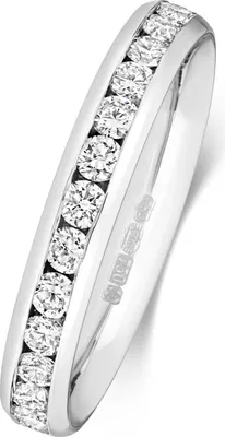 Produktbild von 18 Karat (750) Weißgold Halb Eternity Diamant Trauring/Ehering/Hochzeitsring Brillant-Schliff 1.04 Karat G - SI1, 54 (17.2); TRS1874418KWRSN
