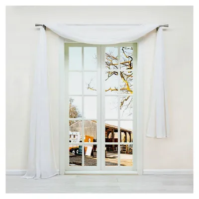 Produktbild von Einfarbige Voile Freihandbogen Schals Querbehang Deko Gardinen Weiß BxL 140X300cm