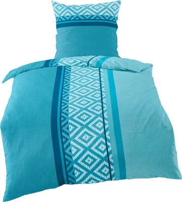 Produktbild von Bierbaum Microfaser Velours - Fleece Winter Bettwäsche 2 tlg. 135x200cm Blau Hellblau Azur Ornamente