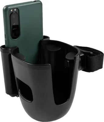 Productafbeelding van Bekerhouder voor kinderwagen, 360° draaibaar, met telefoonhouder, zwart