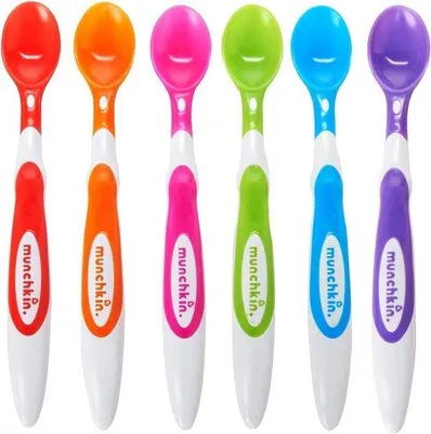Produktbild von Babybestek entfernen, da es ein Markenname ist. Soft Tip, 6 felle Farben, Baby-Löffel, bequem für Babys und kleine Kinder, Pack von 6