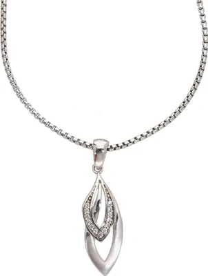 Produktbild von Damen Collier echt Silber 925 rhodiniert mit Zirkonia Anhänger