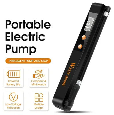 Image de Pompe à air électrique - Pompe à pneus portable - Gonflage automatique - 130 PSI - Affichage numérique - Compatible Presta/Schrader/Dunlop - Noir
