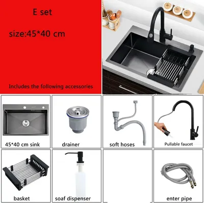 Immagine prodotto di Lavello da cucina in acciaio inox, con scolapiatti e dispenser di sapone, giallo