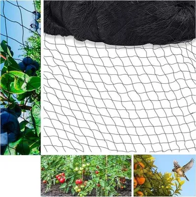 Produktbild von Großes, schadensfestes Gartennetz 10x10m schwarz für Obstbäume und Gemüsebeete