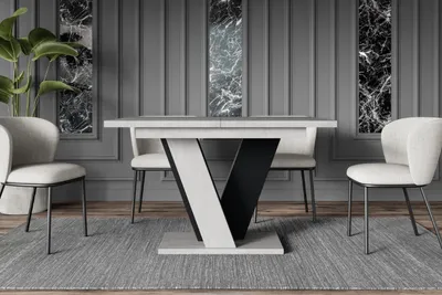 Produktbild von ALTDECOR Esstisch ausziehbar, ideal als Küchentisch, Esszimmertisch - oder Wohnzimmertisch, solide Konstruktion aus Möbelplatte, 120 -160x90x75 cm - Betonoptik K350 / Schwarz - INEY