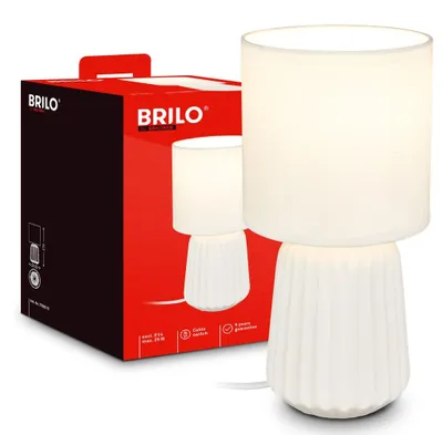 Image de Briloner Lampe de chevet pied en céramique Ø13x27 cm douille E14 max. 25W interrupteur filaire blanc - Lampe de table salon chambre couloir