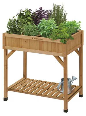 Produktbild von VegTrug® Kräutergarten - Natur - 78x58x80 cm - Kräuteranbau inklusive Kräuterteiler - für Garten, Terrasse & Balkon