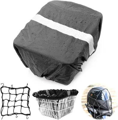 Productafbeelding van Regenhoes fietsmand met bagagenet - Reflecterend - Zwart