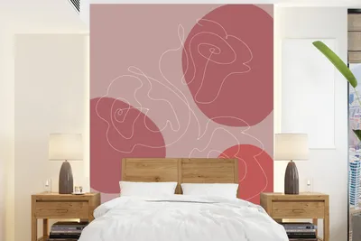 Produktbild von MuchoWow® Fototapete für Wohnzimmer oder Schlafzimmer Wandtapete Vinyl Motivtapete Rosen - Rot - Blumen - Abstrakt - 190x260 cm - Papiertapete