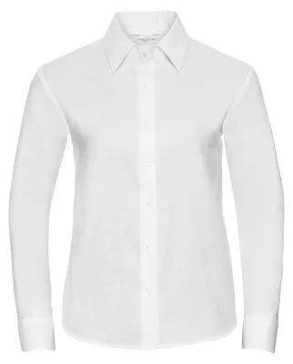 Produktbild von Russell Collection Easy Care Oxford Bluse, Langarm FK743 (L) (Weiß)