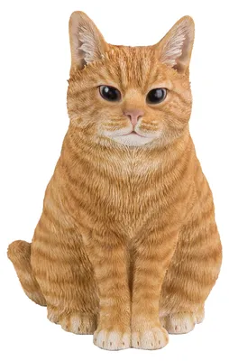 Produktbild von Katzenfigur, sitzend, realistisch, rote getigerte Katze