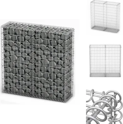 Produktbild von vidaXL Steinkorb Gabione mit Deckeln Verzinkter Draht 100×100×30 cm -  Zaunfelder