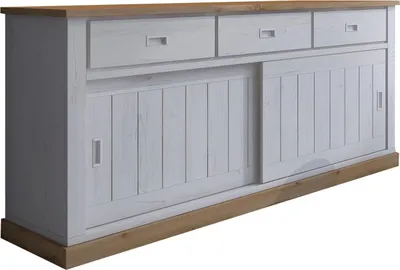 Image de Malonno - Buffet, 220x50x95h cm Blanc, 3 Tiroirs