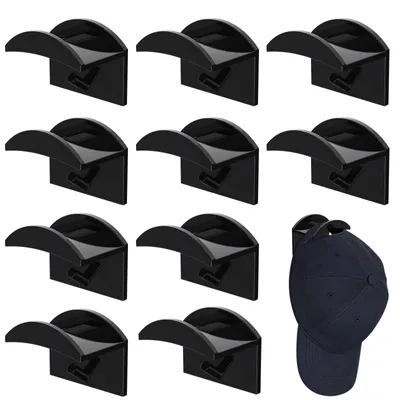 Kappenhalter 10er-Set, selbstklebend, schwarz, für Wandmontage