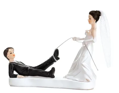 Image de Figurine de gâteau de mariage 11,5cm couple de mariés avec corde Blanc / Noir