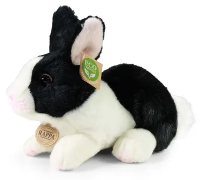 Produktbild von Kuscheltier Hase schwarz/weiß liegend 23 cm Plüschhase