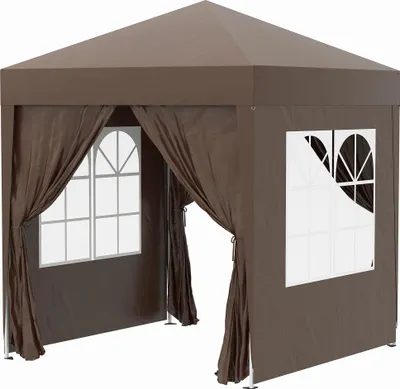 Immagine prodotto di Gazebo pieghevole Fortuna Lai 2x2 m con 4 pareti laterali e finestre, protezione UV, tenda da giardino con borsa per il trasporto inclusa, robusto acciaio Oxford, marrone