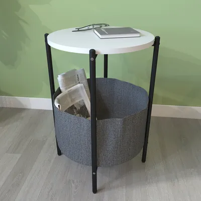 Produktbild von VCM Holz Beistelltisch | Couchtisch im schlichten Industriestyle | Maße ca. H. 60 x B. 43 x T. 43 cm | runder Wohnzimmertisch | Kaffeetisch - Pulia