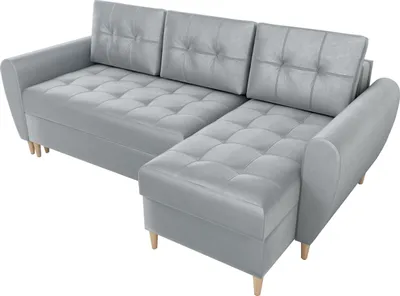 Produktbild von BroMARKT Ecksofa mit Schlaffunktion und Bettkasten Henry Grau Samtstoff Rechts