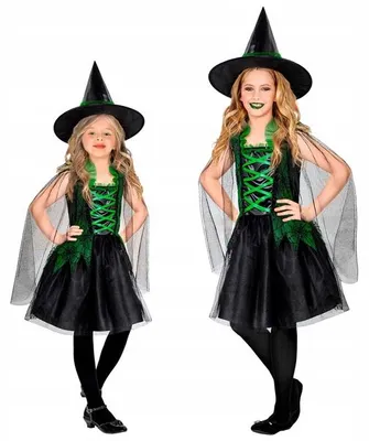 Imagen del producto de Disfraces Widmann, disfraz de bruja, color negro y verde, para carnaval, para niños, talla 164