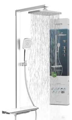 Produktbild von 21216-EU HAWAII E Überkopfbrause-Set, Chrom/Weiß, mit Thermostatarmatur