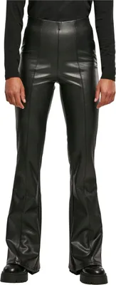 Produktbild von Urban Classics Ladies - Flared Kunstleder Hose schwarz - XXL